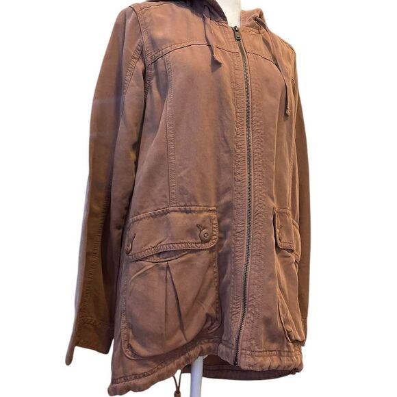 American Eagle Hooded Cargo Utility Jacket Full Zip Womens Size Small Peach - Picture 3 of 8